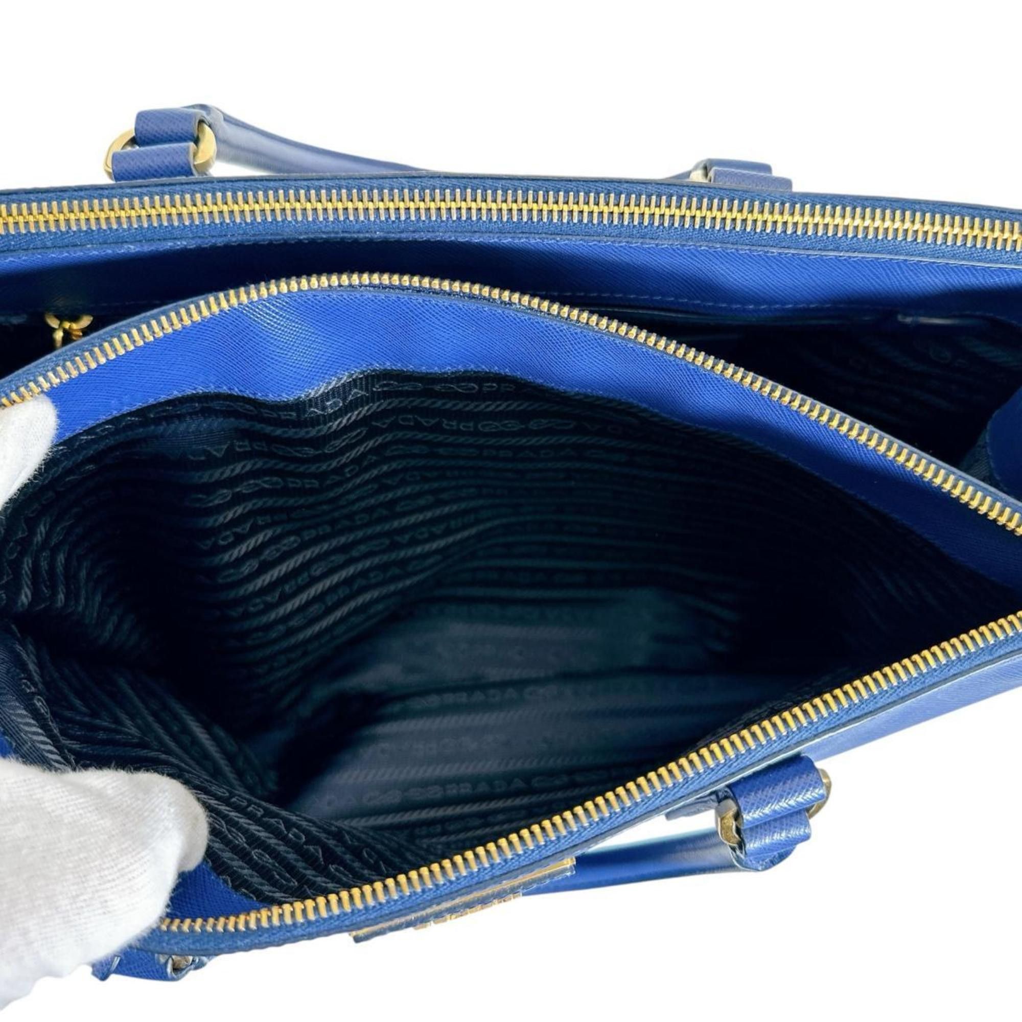 Prada Prada Sapphiano Galleria Leather Handbag Shoulder Bag 1BA786 Blue Size ONE SIZE - 16 Thumbnail