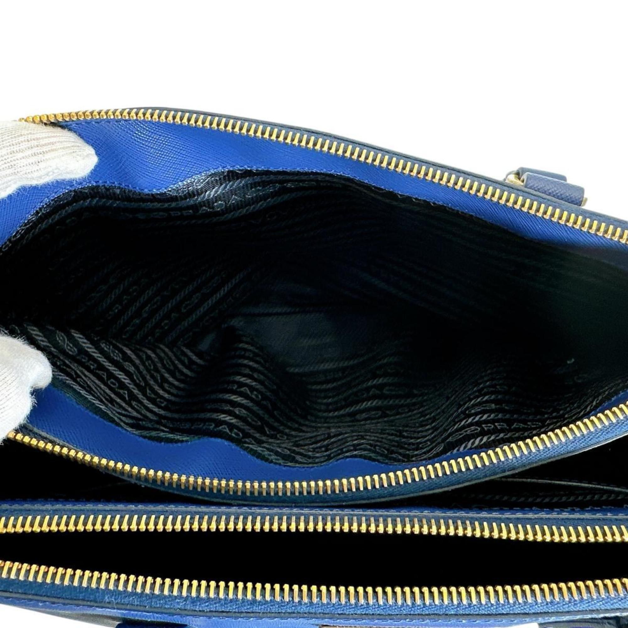 Prada Prada Sapphiano Galleria Leather Handbag Shoulder Bag 1BA786 Blue Size ONE SIZE - 17 Thumbnail