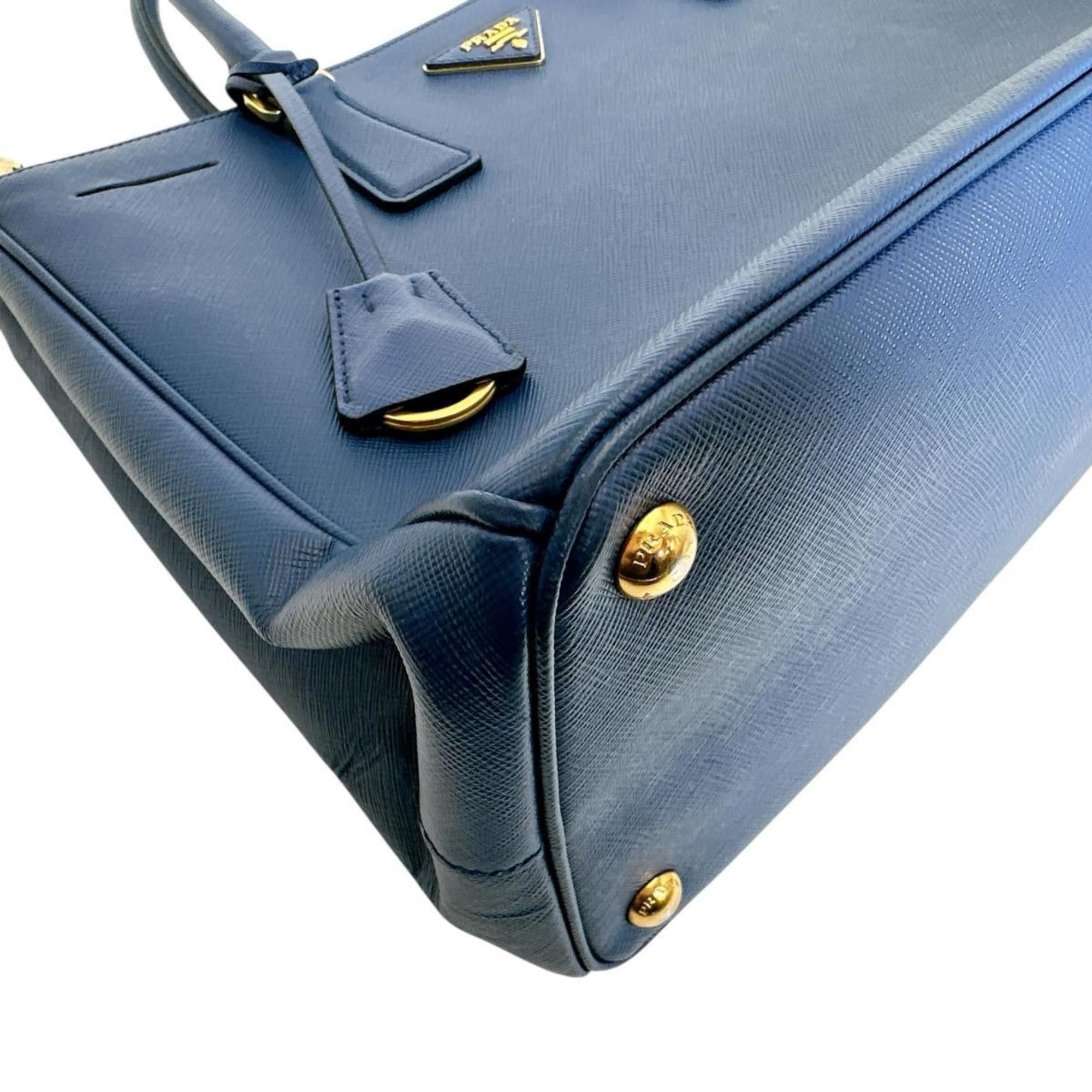 Prada Prada Sapphiano Galleria Leather Handbag Shoulder Bag 1BA786 Blue Size ONE SIZE - 8 Thumbnail