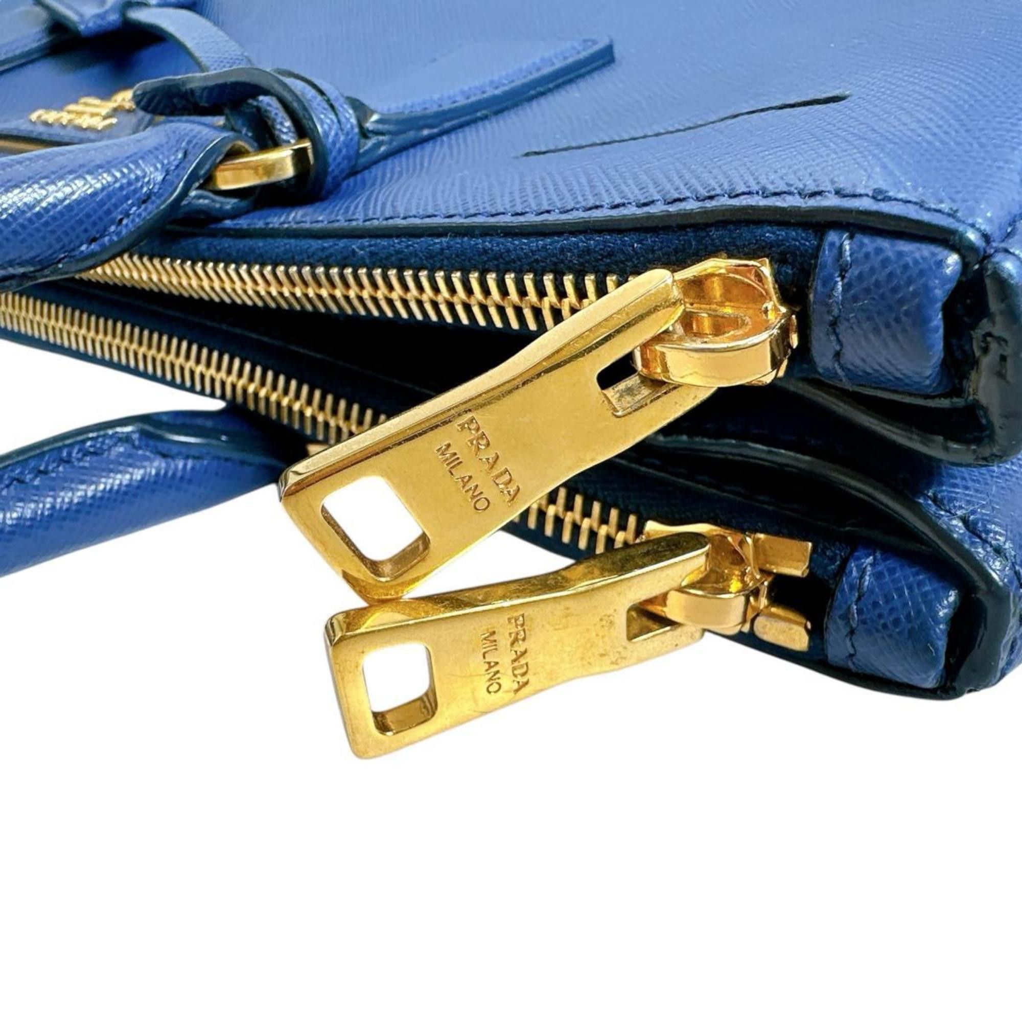 Prada Prada Sapphiano Galleria Leather Handbag Shoulder Bag 1BA786 Blue Size ONE SIZE - 11 Thumbnail