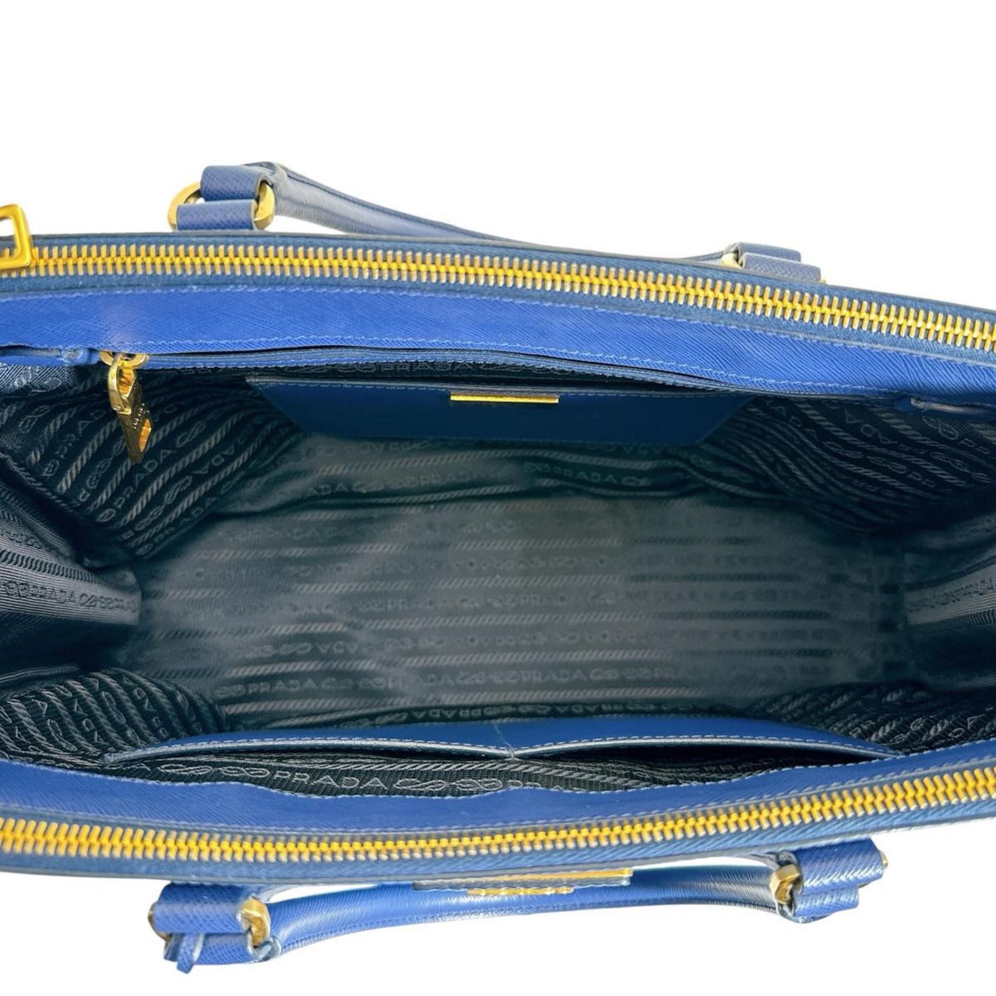 Prada Prada Sapphiano Galleria Leather Handbag Shoulder Bag 1BA786 Blue Size ONE SIZE - 15 Thumbnail