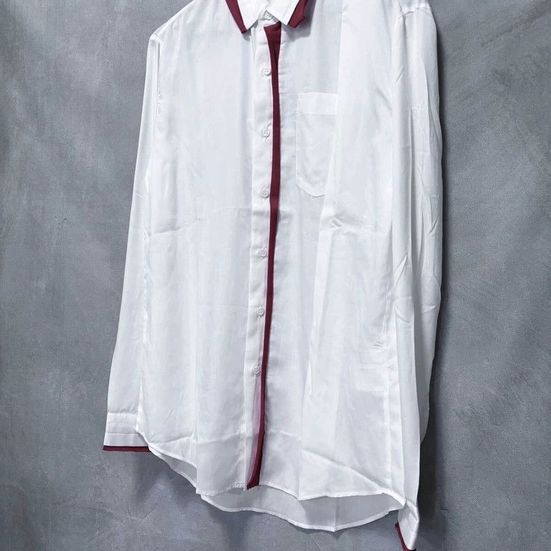 Yohji Yamamoto Yohji Yamamoto Red Trim White Silk Shirt - dmc Size US M / EU 48-50 / 2 - 3 Thumbnail