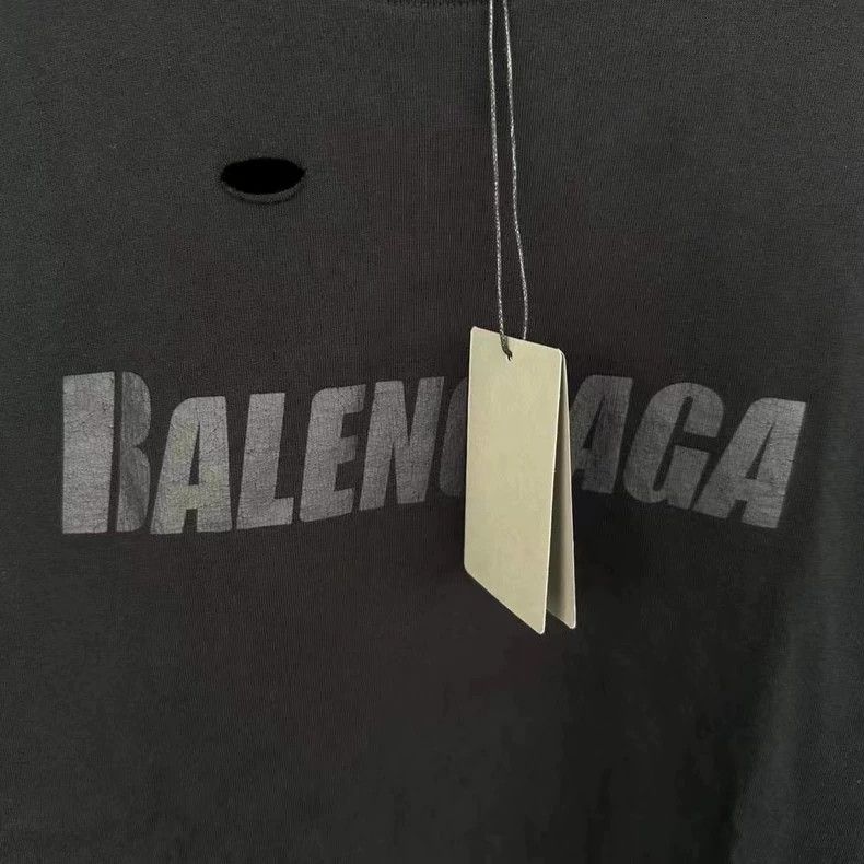 Balenciaga Balenciaga Black Distressed Short Sleeve Tee - dmc Size US S / EU 44-46 / 1 - 3 Thumbnail