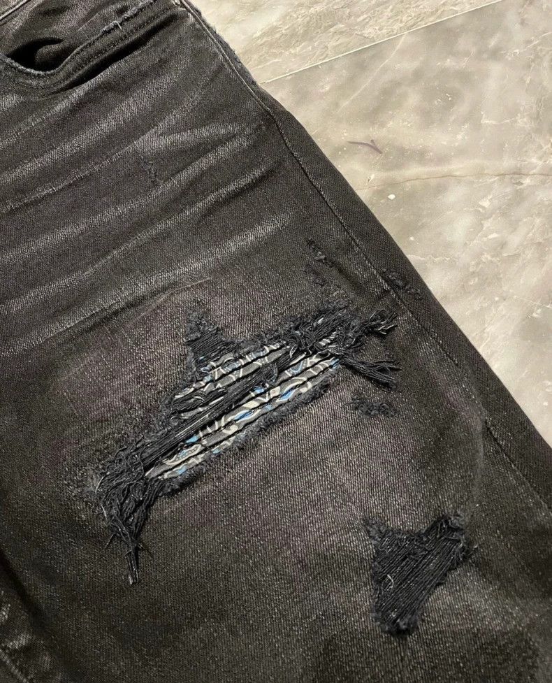 Amiri Amiri Paisley Patchwork Black Denim Jeans - dmc Size US 31 - 2 Thumbnail