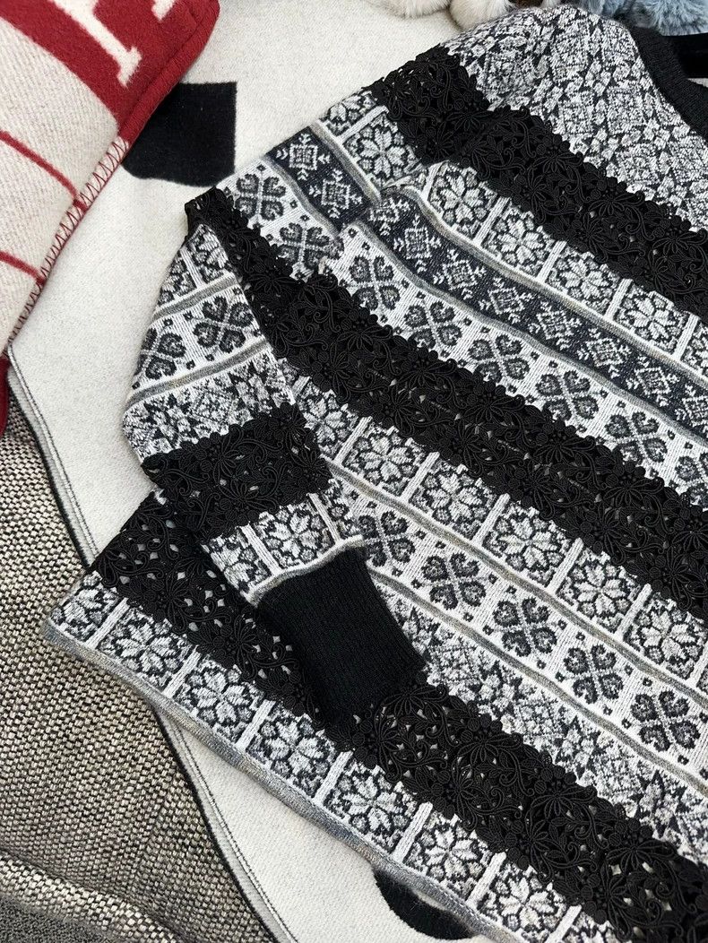 Chanel Chanel Black White Snowflake Knit Top - dmc Size US M / EU 48-50 / 2 - 7 Thumbnail