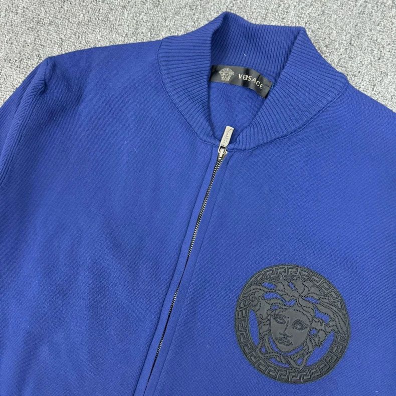 Versace Versace Men's Blue Zip Knit Jacket - dmc Size US L / EU 52-54 / 3 - 3 Thumbnail