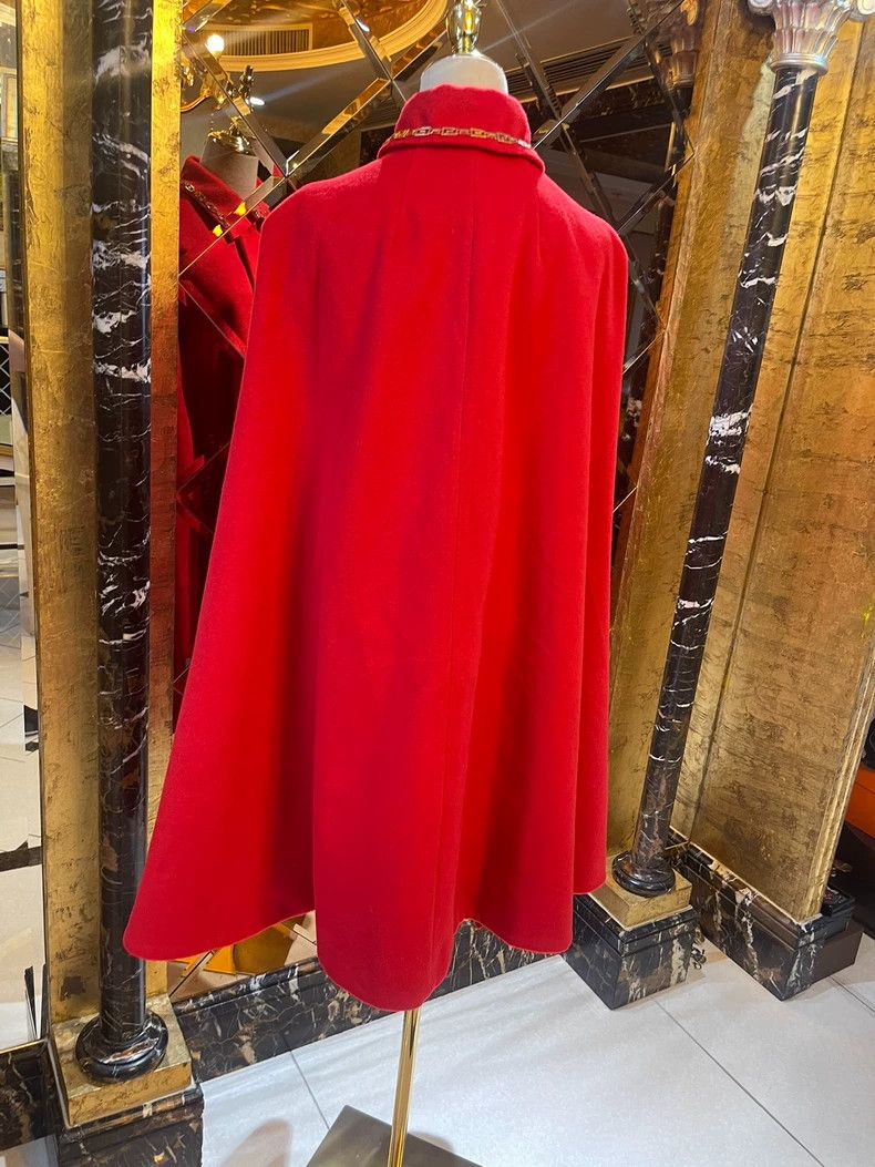 Versace Versace Red Wool Logo Long Cloak Coat - dmc Size US M / EU 48-50 / 2 - 7 Thumbnail