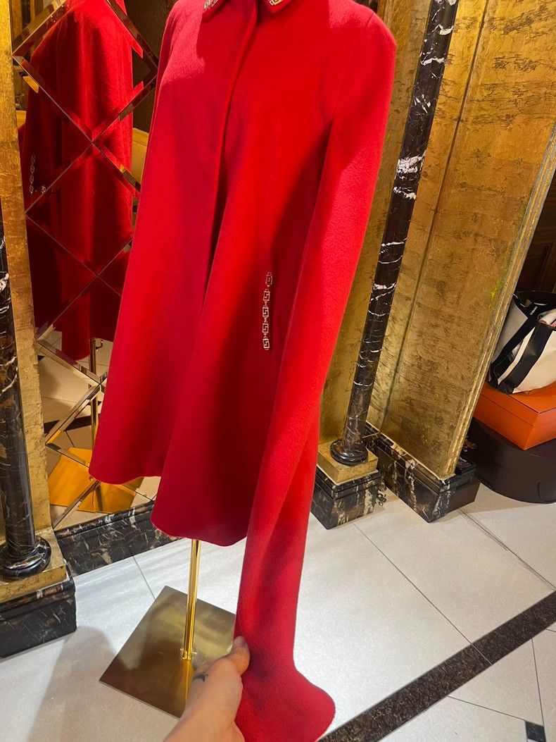 Versace Versace Red Wool Logo Long Cloak Coat - dmc Size US M / EU 48-50 / 2 - 5 Thumbnail