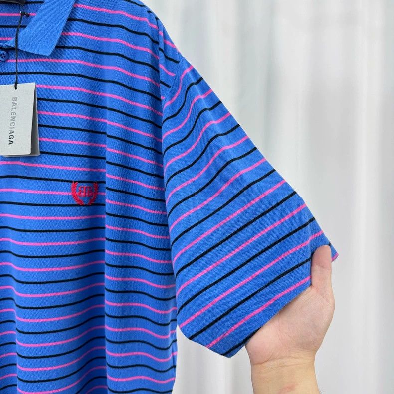 Balenciaga Balenciaga Striped Embroidered Wheat Ear Polo Short Sleeve - dmc Size US M / EU 48-50 / 2 - 4 Thumbnail