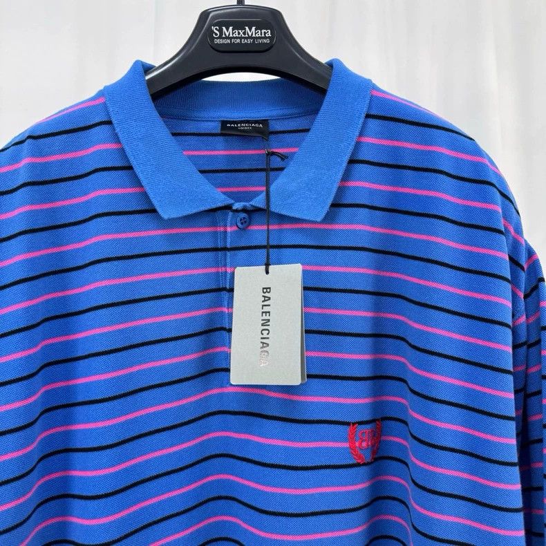 Balenciaga Balenciaga Striped Embroidered Wheat Ear Polo Short Sleeve - dmc Size US M / EU 48-50 / 2 - 3 Thumbnail