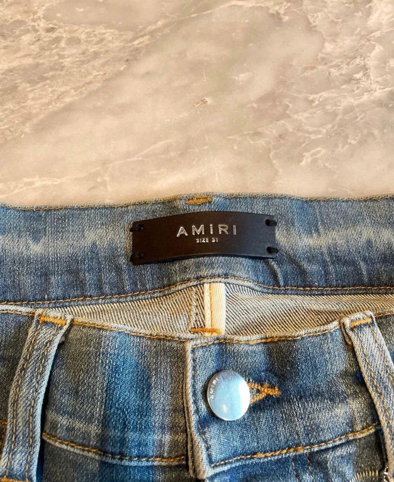 Amiri AMIRI Distressed Patch Blue Denim Jeans - dmc Size US 31 - 2 Thumbnail