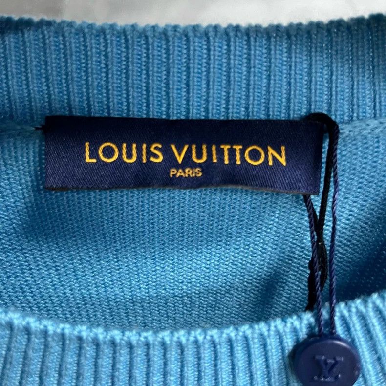 Louis Vuitton Blue Checkered Wool Sweater - dmc
