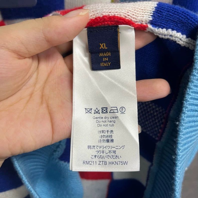 Louis Vuitton Blue Checkered Wool Sweater - dmc