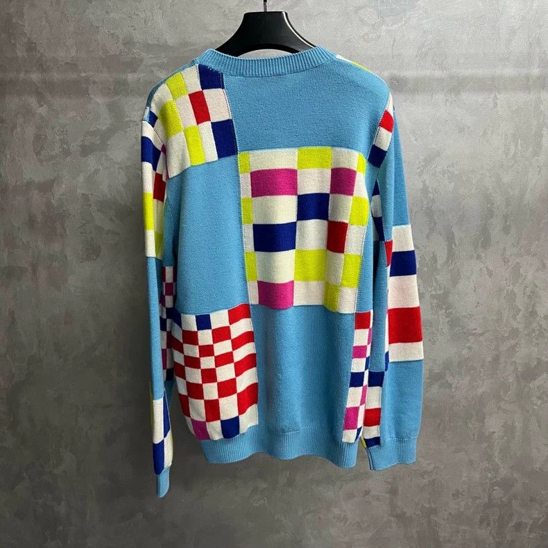 Louis Vuitton Blue Checkered Wool Sweater - dmc