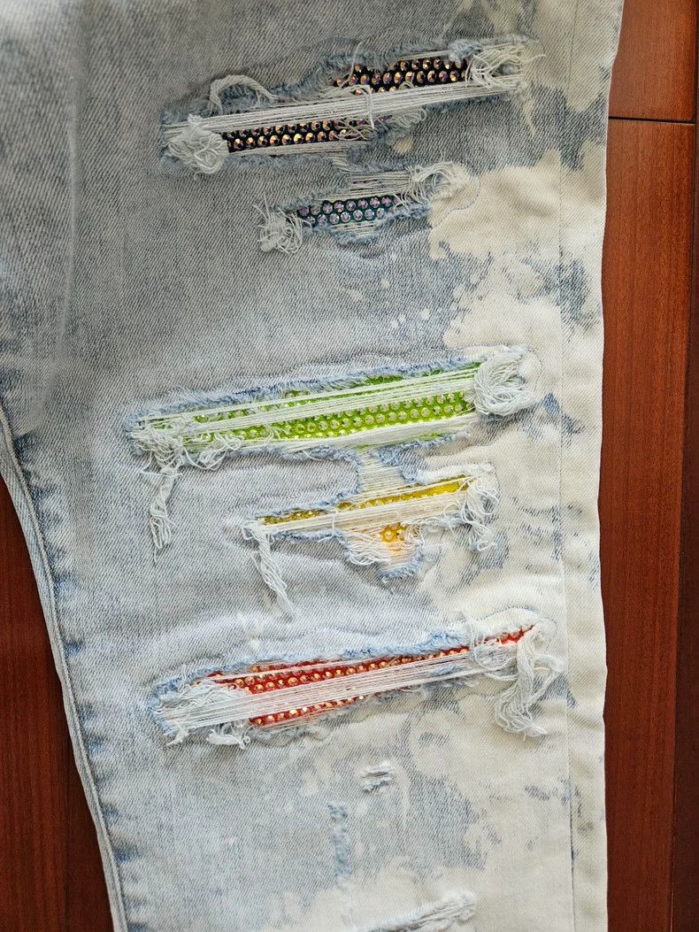 Amiri AMIRI Distressed Rhinestone Denim Jeans - dmc Size US 36 / EU 52 - 3 Thumbnail