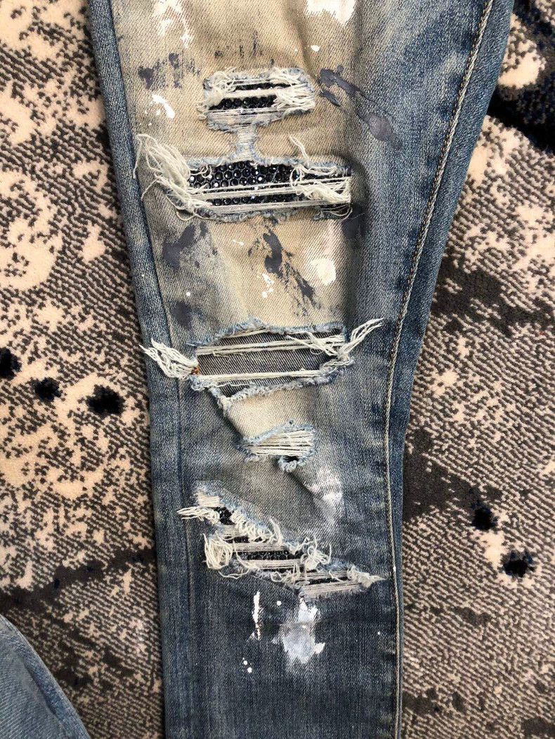 Amiri AMIRI Yellow Mud Splatter Blue Diamond Jeans - dmc Size US 29 - 6 Thumbnail