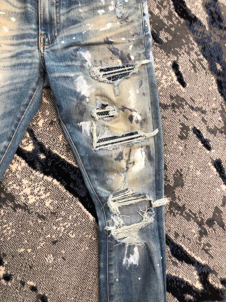 Amiri AMIRI Yellow Mud Splatter Blue Diamond Jeans - dmc Size US 29 - 4 Thumbnail