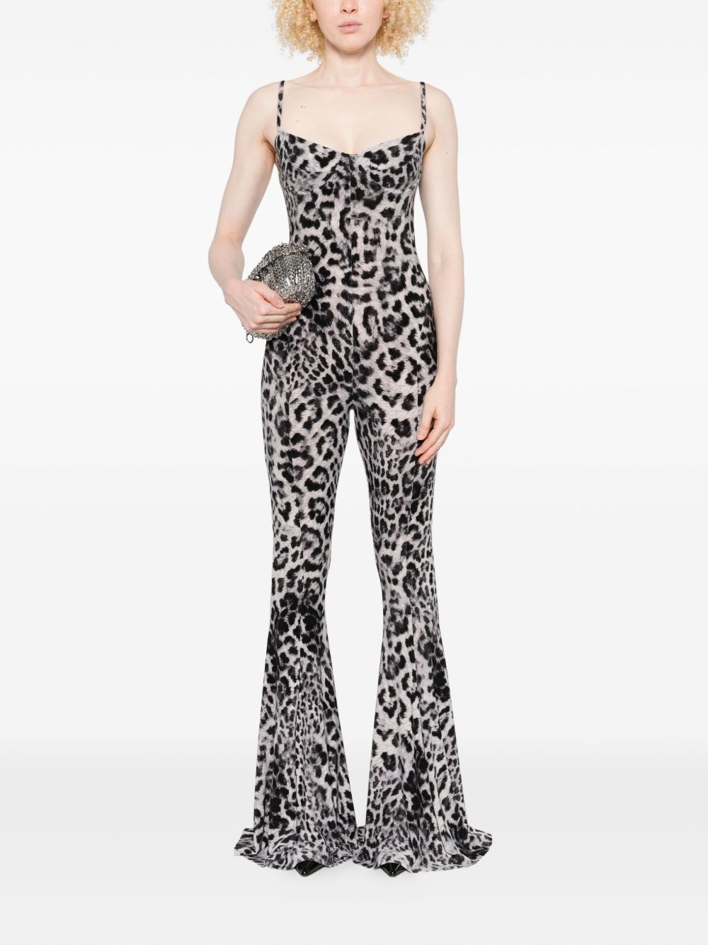 LEOPARD PRINT FLARED JUMPSUIT