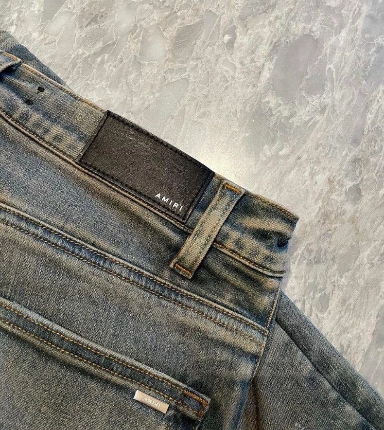Amiri Amiri Yellow Clay Flash Panel Blue Jeans - dmc Size US 29 - 4 Thumbnail