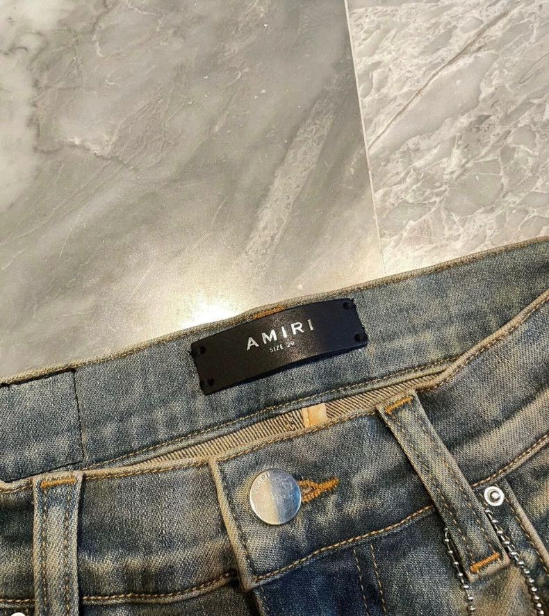 Amiri Amiri Yellow Clay Flash Panel Blue Jeans - dmc Size US 29 - 3 Thumbnail