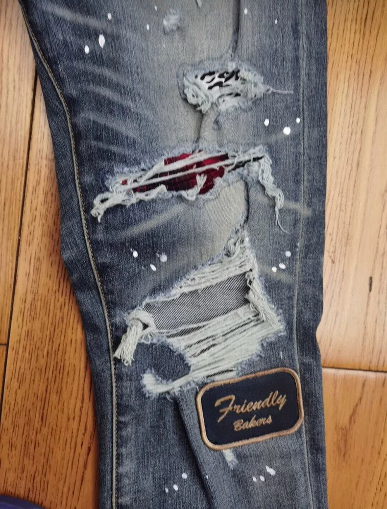 Amiri AMIRI Leopard Patchwork Distressed Jeans - dmc Size US 31 - 7 Thumbnail