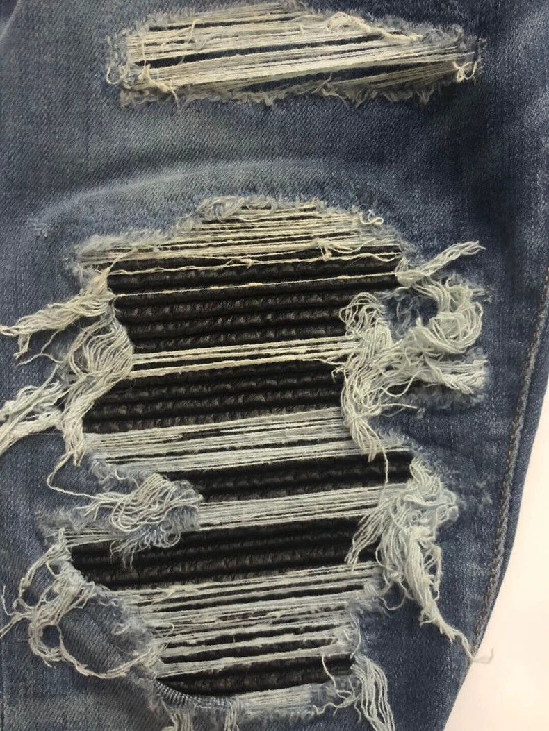 Amiri AMIRI 16AW MX1 Blue Leather Patch Jeans - dmc Size US 32 / EU 48 - 6 Thumbnail