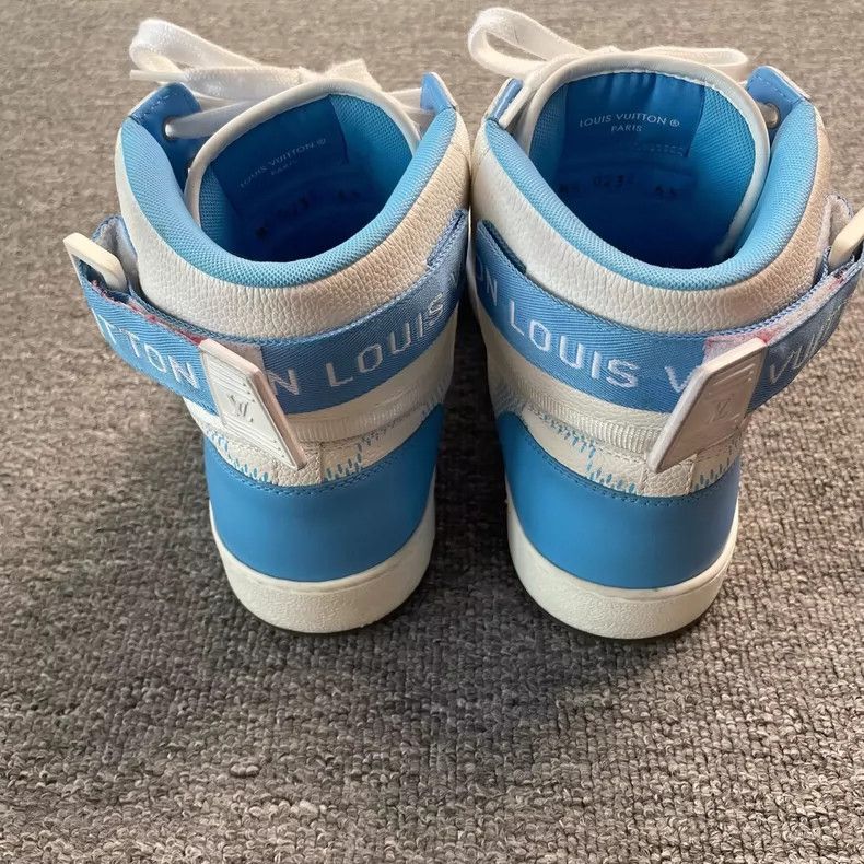 Louis Vuitton Louis Vuitton White Blue Checkerboard High-Top Sneakers - dmc Size US 10.5 / EU 43-44 - 5 Thumbnail