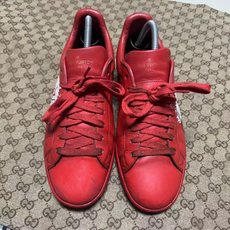Louis Vuitton Louis Vuitton Red Classic Low-Top Sneakers - dmc Size US 9.5 / EU 42-43 - 2 Thumbnail