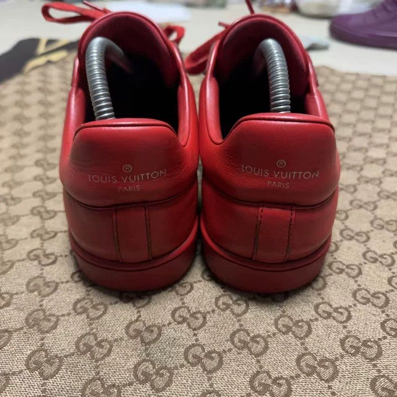 Louis Vuitton Louis Vuitton Red Classic Low-Top Sneakers - dmc Size US 9.5 / EU 42-43 - 3 Thumbnail