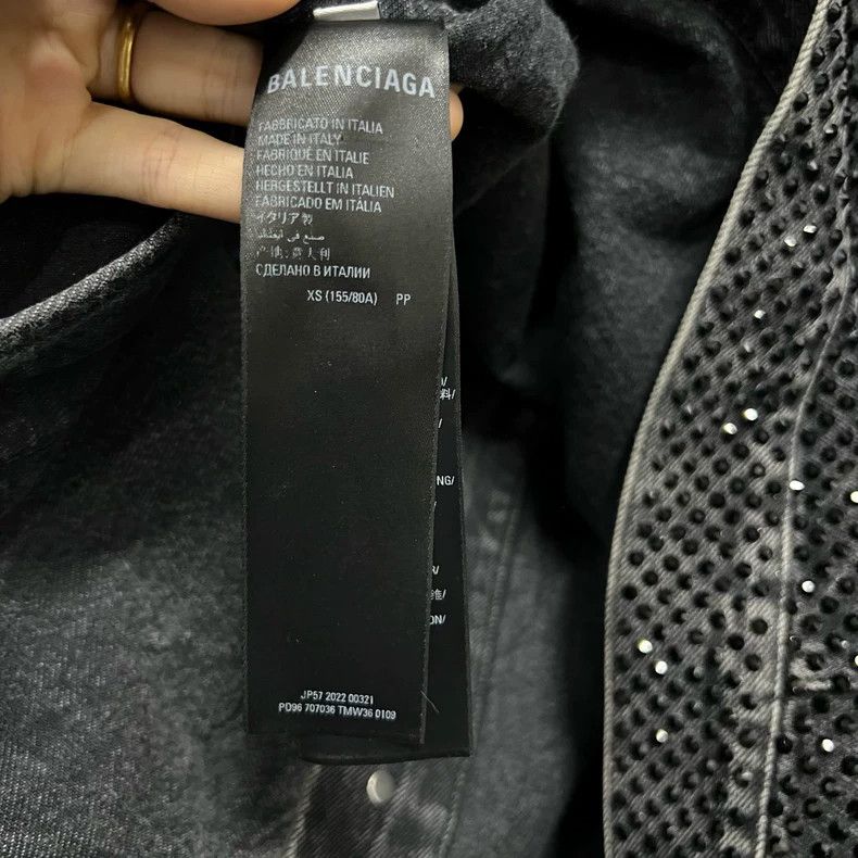 Balenciaga Balenciaga Black Rhinestone Denim Jacket - dmc Size US XS / EU 42 / 0 - 4 Thumbnail
