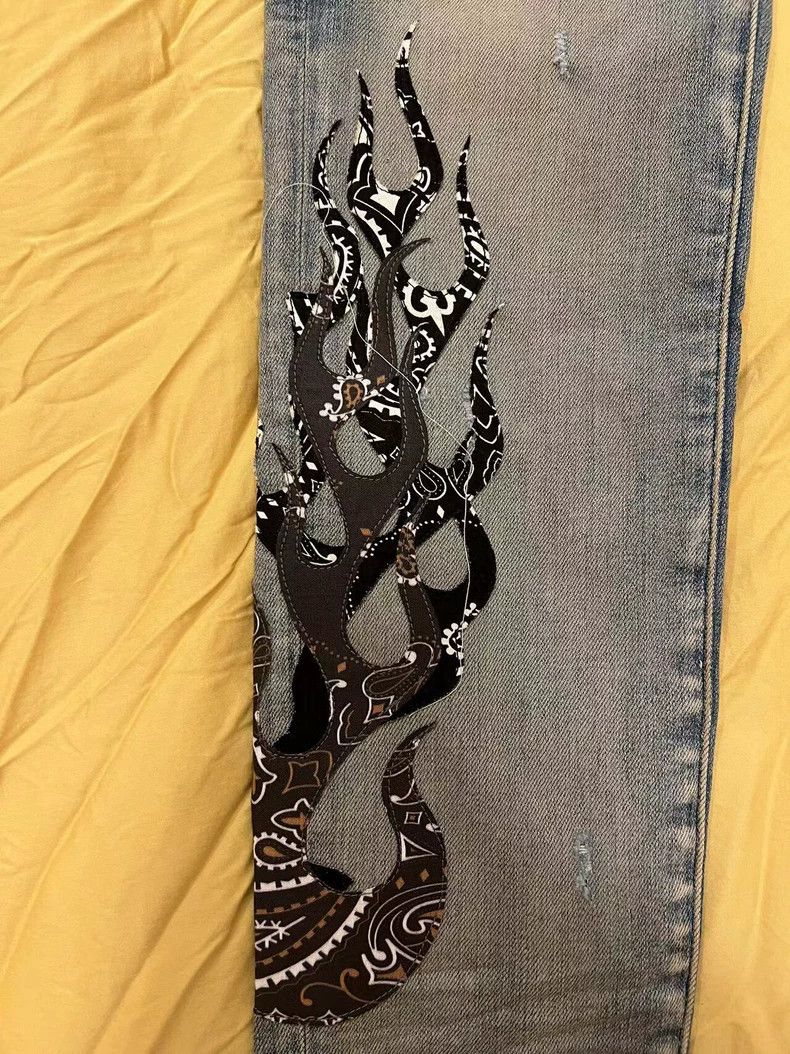 Amiri AMIRI Flame collaboration distressed blue jeans - dmc Size US 31 - 3 Thumbnail