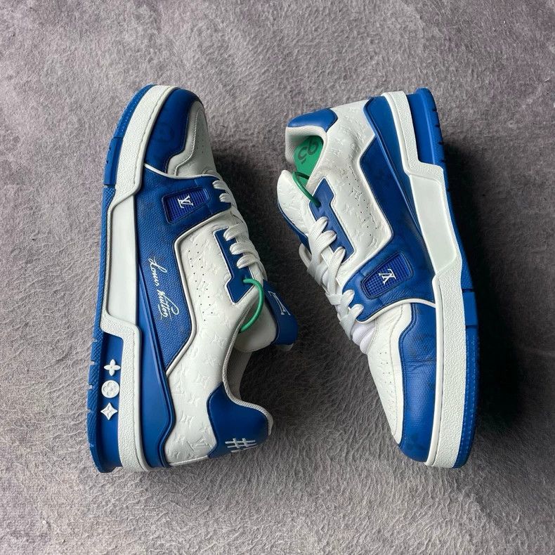 Louis Vuitton Louis Vuitton Trainer White Blue Sneakers - dmc Size US 10.5 / EU 43-44 - 7 Thumbnail