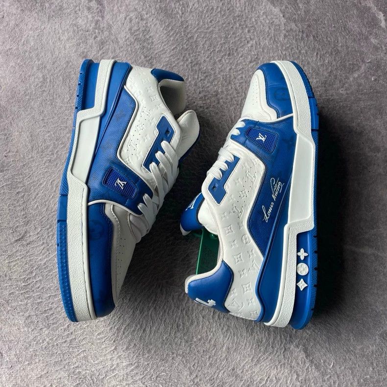 Louis Vuitton Louis Vuitton Trainer White Blue Sneakers - dmc Size US 10.5 / EU 43-44 - 8 Thumbnail