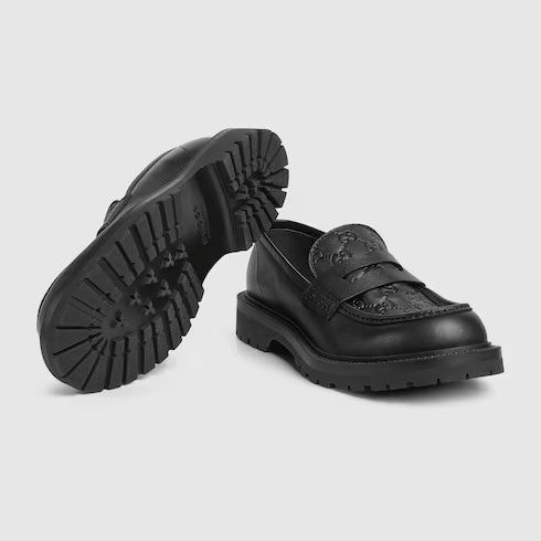 Gucci Gucci Web GG Leather Loafers SIZE 5 Size ONE SIZE - 3 Thumbnail
