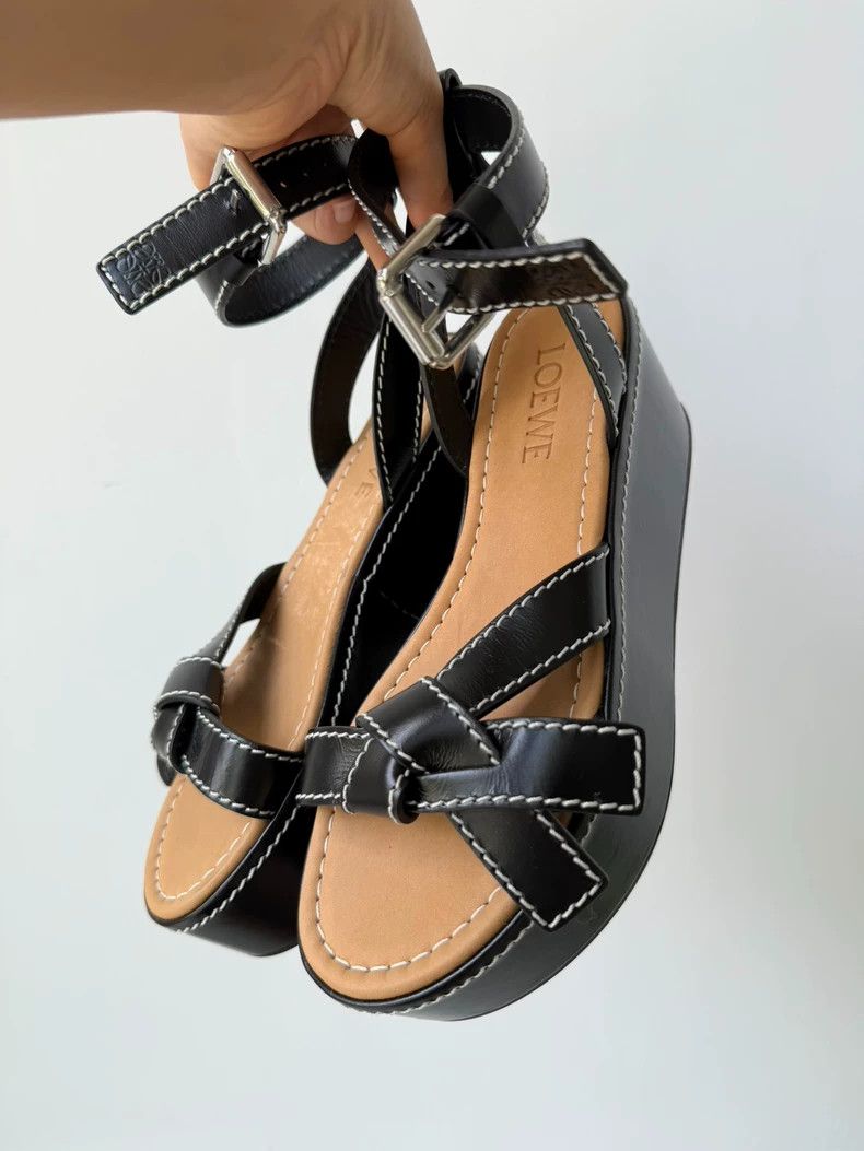 Loewe Loewe Black Platform Leather Sandals - dmc Size US 5 / EU 37 - 2 Thumbnail