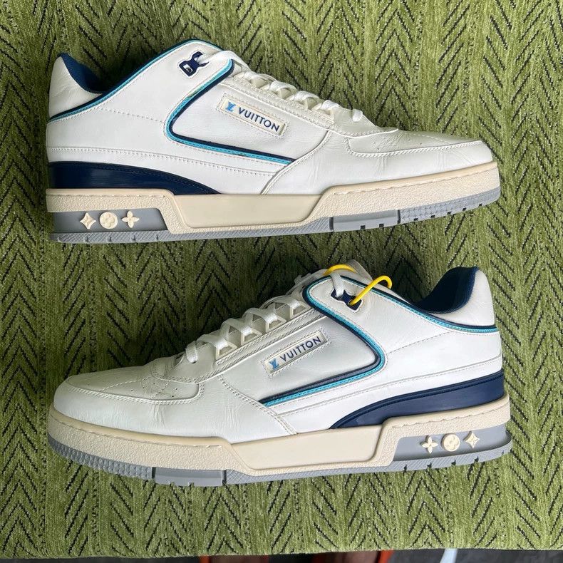 Louis Vuitton LV Trainer White Blue Casual Sneakers - dmc Size US 9.5 / EU 42-43 - 4 Thumbnail