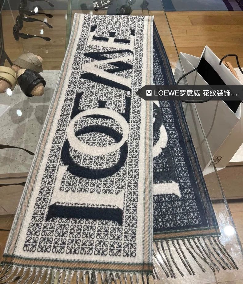 Loewe LOEWE Logo Pattern Wool Scarf - dmc Size ONE SIZE - 4 Thumbnail