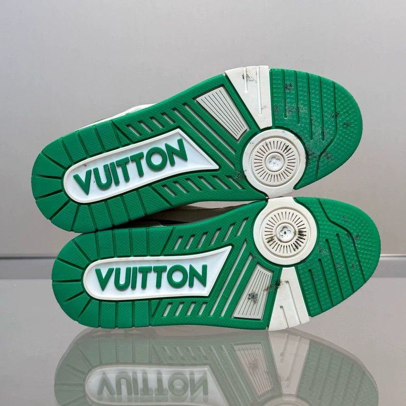 Louis Vuitton Louis Vuitton LV Trainer White Green Sneakers - dmc Size US 5.5 / EU 38 - 7 Thumbnail
