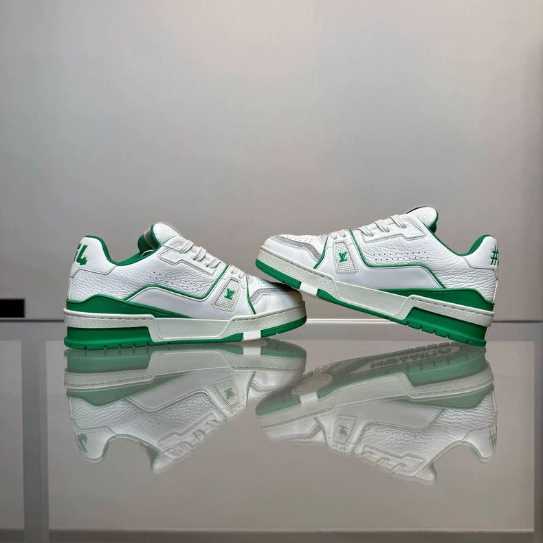 Louis Vuitton Louis Vuitton LV Trainer White Green Sneakers - dmc Size US 5.5 / EU 38 - 4 Thumbnail