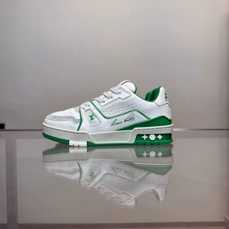 Louis Vuitton Louis Vuitton LV Trainer White Green Sneakers - dmc Size US 5.5 / EU 38 - 3 Thumbnail