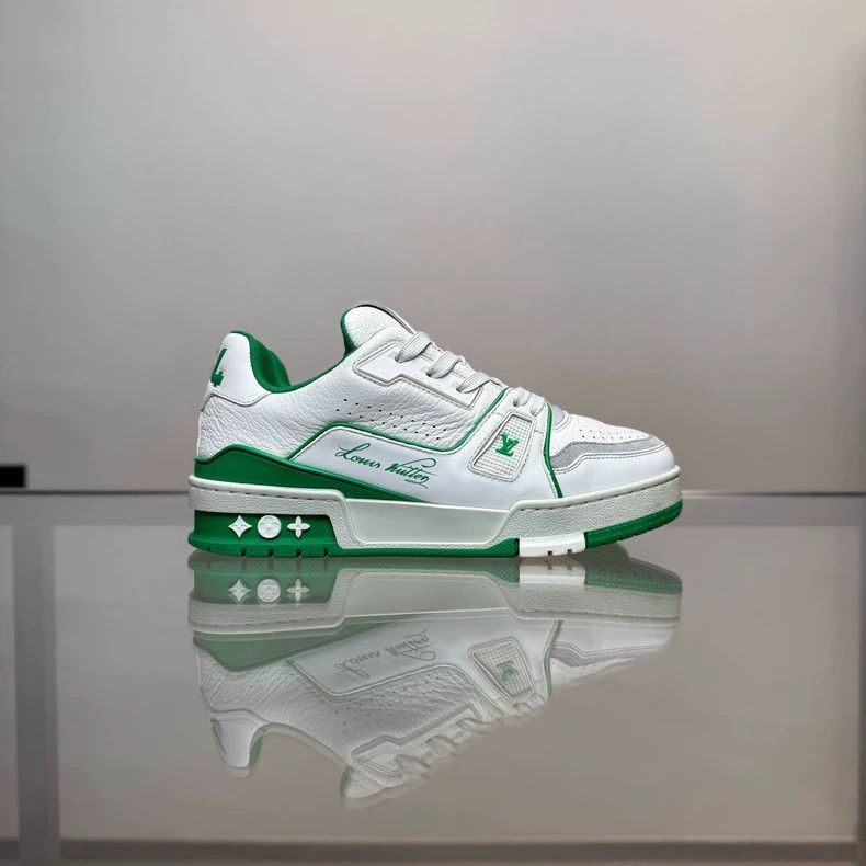 Louis Vuitton Louis Vuitton LV Trainer White Green Sneakers - dmc Size US 5.5 / EU 38 - 2 Thumbnail