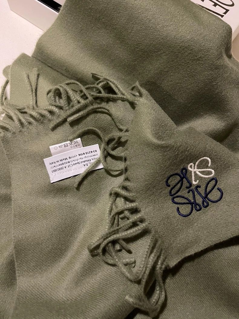 Loewe LOEWE Cashmere Scarf Dark Green - dmc Size ONE SIZE - 3 Thumbnail