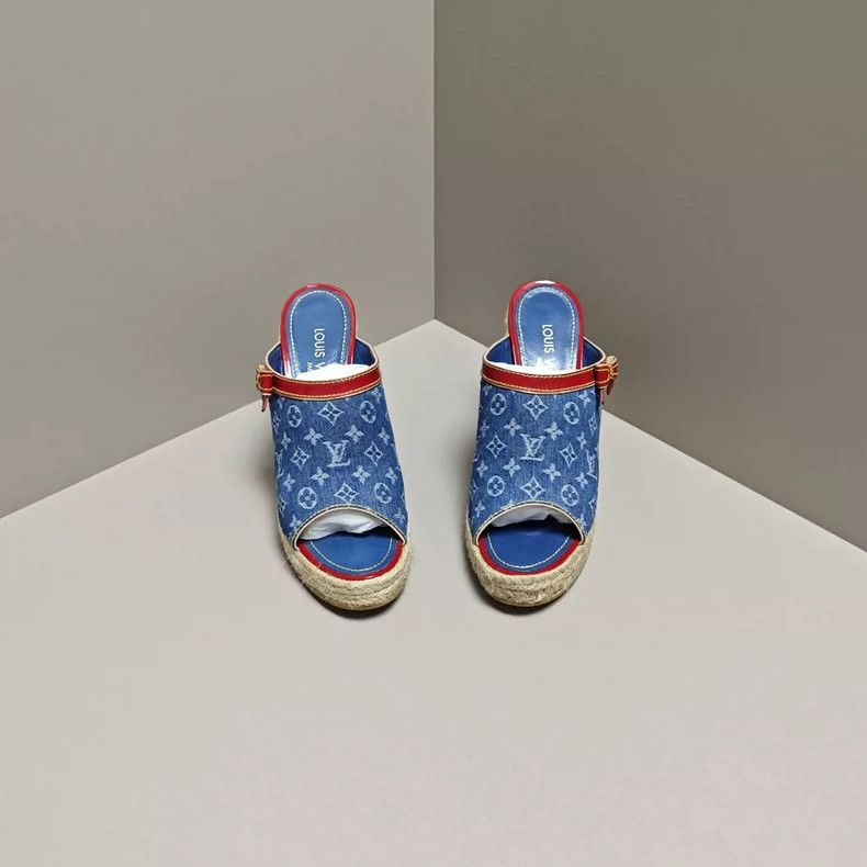 Louis Vuitton Louis Vuitton Denim Wedge Sandals - dmc Size US 7.5 / EU 40-41 - 2 Thumbnail
