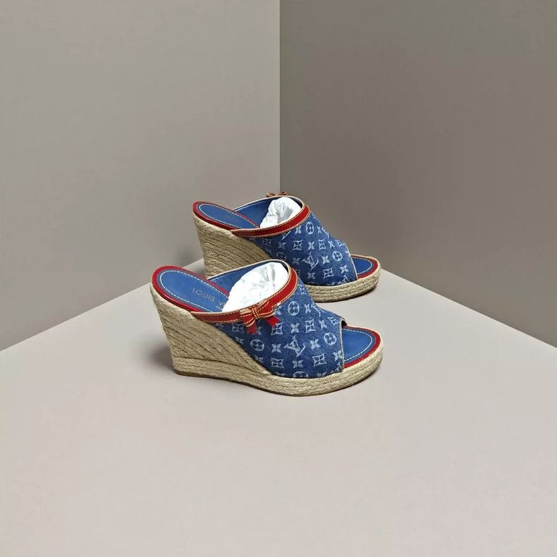Louis Vuitton Louis Vuitton Denim Wedge Sandals - dmc Size US 7.5 / EU 40-41 - 4 Thumbnail