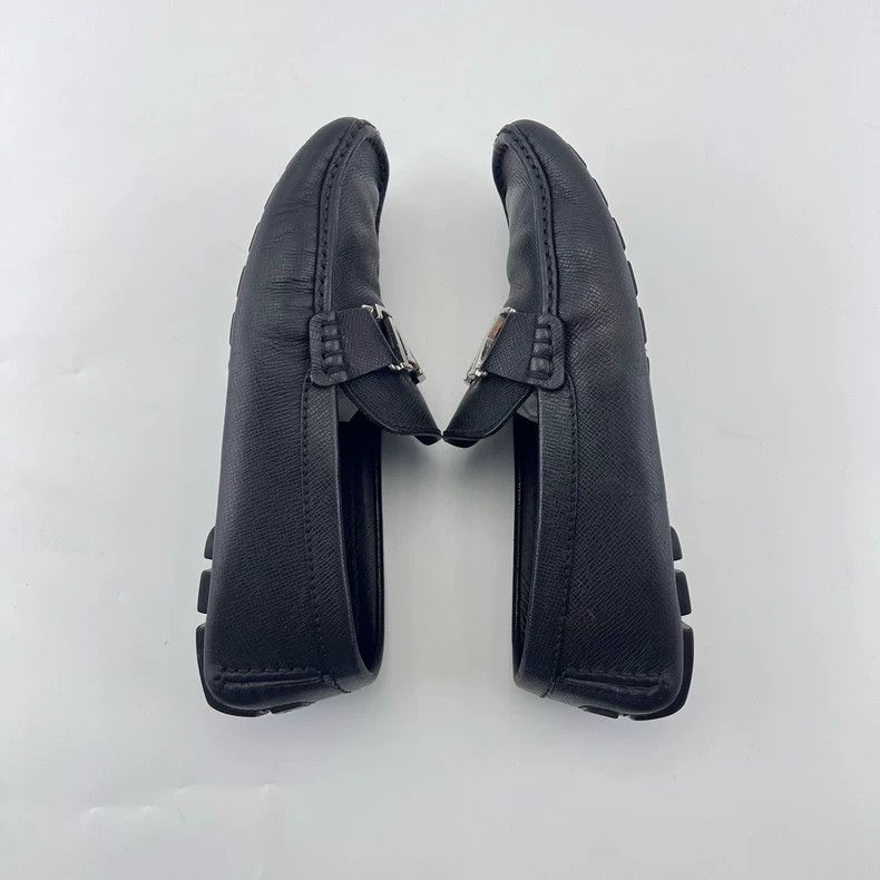 Louis Vuitton LV Black Leather Slip-On Casual Shoes - dmc Size US 9.5 / EU 42-43 - 3 Thumbnail