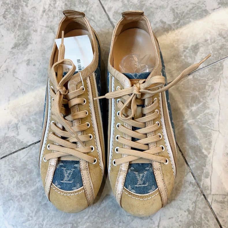 Louis Vuitton Louis Vuitton Denim Monogram Leather Sneakers - dmc Size US 5 / EU 37 - 2 Thumbnail