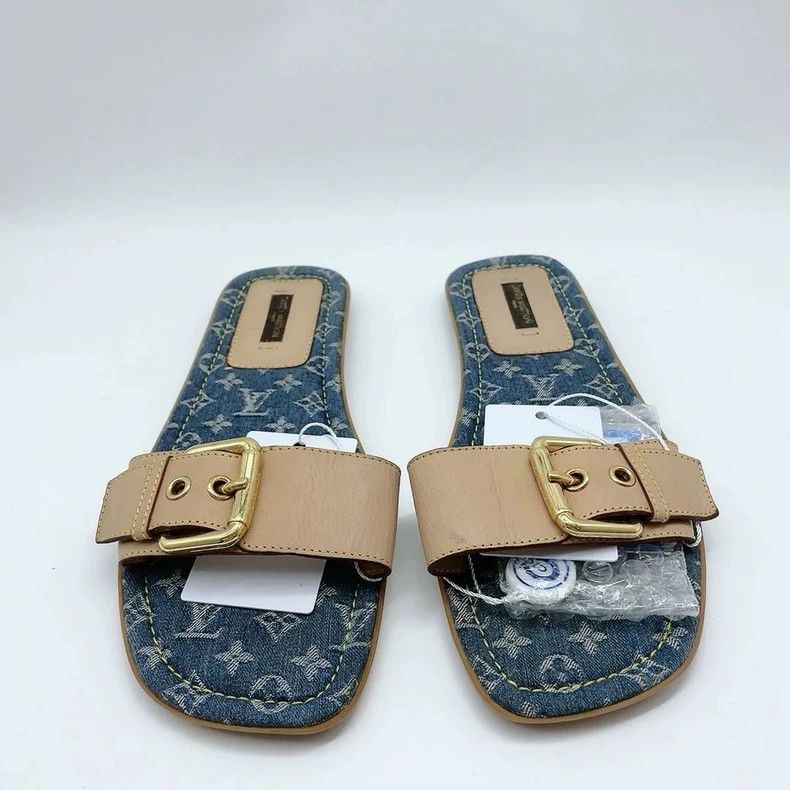 Louis Vuitton Louis Vuitton Denim Slide Sandals - dmc Size US 6 / EU 39 - 3 Thumbnail