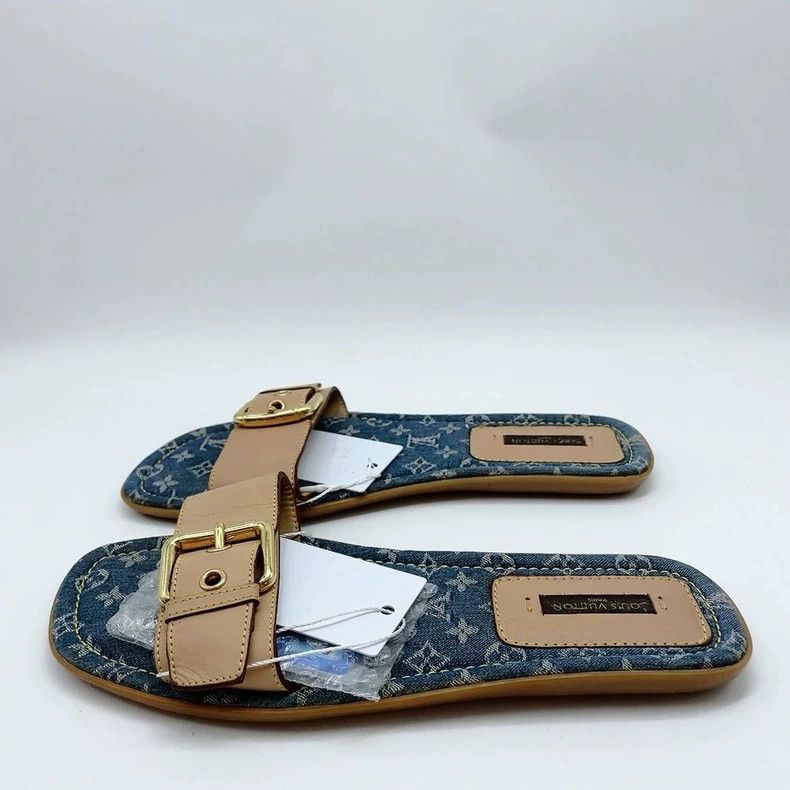 Louis Vuitton Louis Vuitton Denim Slide Sandals - dmc Size US 6 / EU 39 - 2 Thumbnail