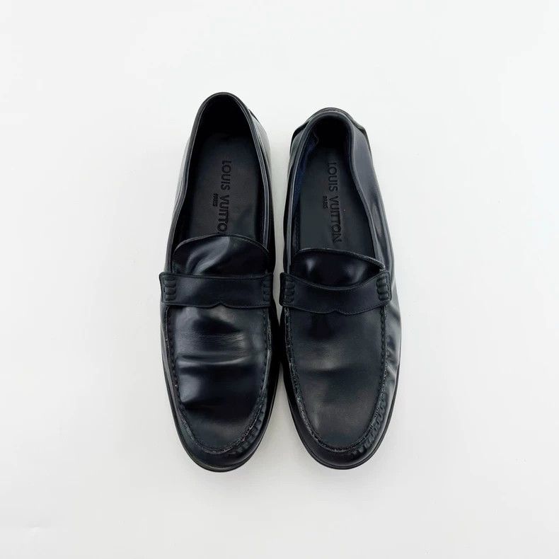 Louis Vuitton Louis Vuitton Black Leather Slip-On Shoes - dmc Size US 10.5 / EU 43-44 - 2 Thumbnail