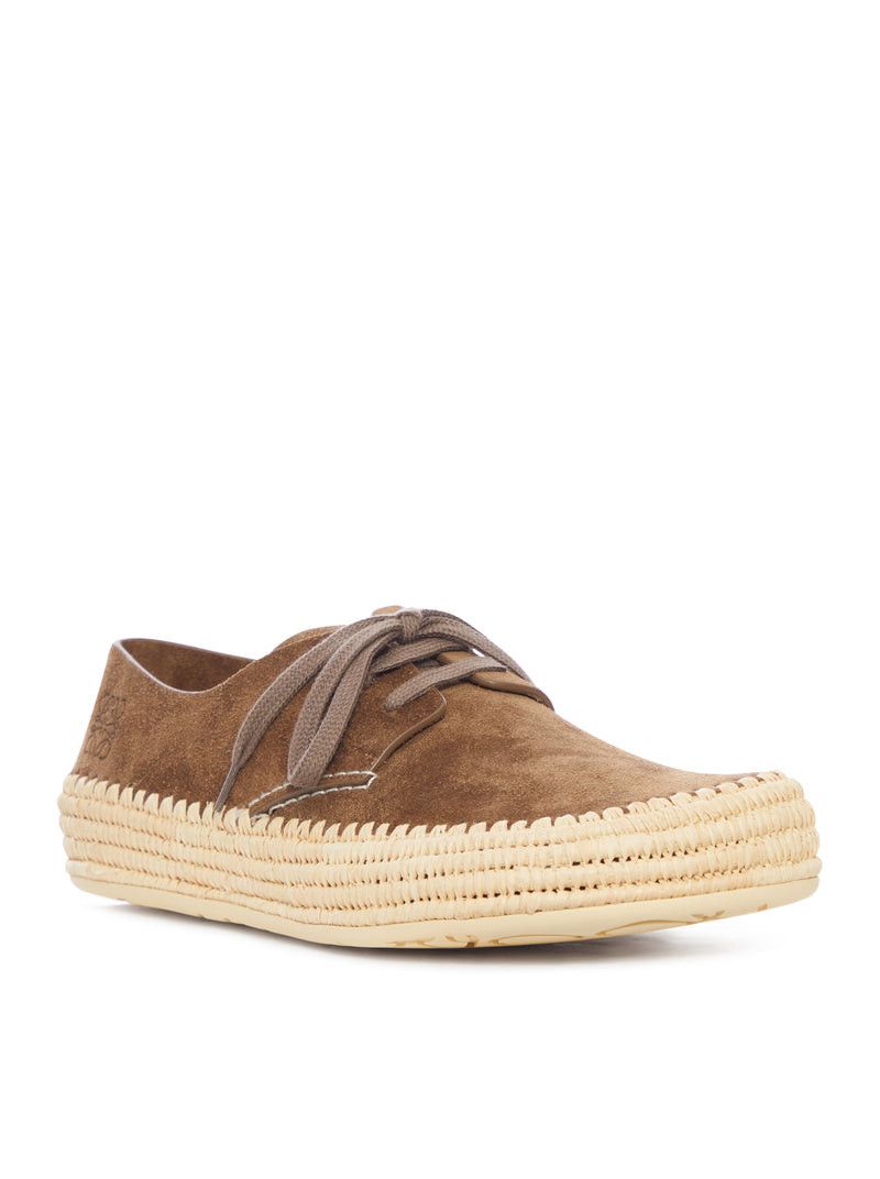 Loewe RIO LACE-UP SHOES IN SUEDE AND RAFFIA Size US 11 / EU 44 - 2 Thumbnail